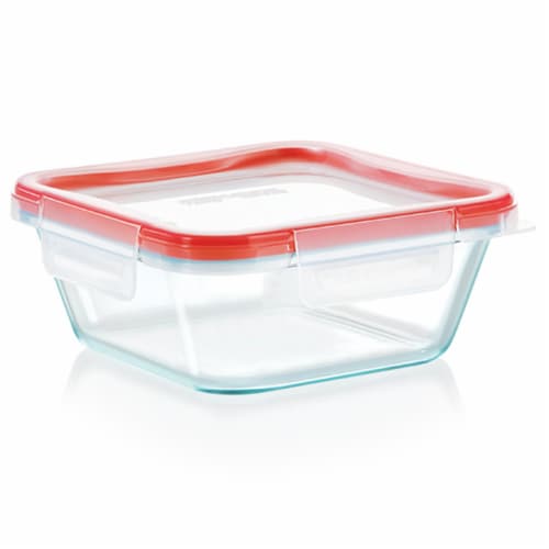 Pyrex Freshlock Square Glass Food Storage Container - Clear Perspective: front