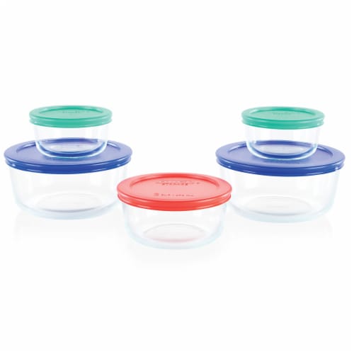  Pyrex Simply Store 10 Piece Set with Colored Lids : Home &  Kitchen