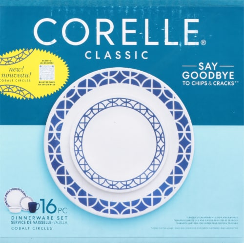 Corelle® Circles Tableware Set - Cobalt/White Perspective: front