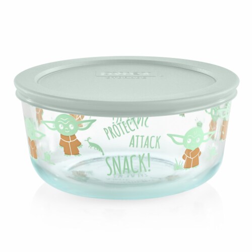 Pyrex Baby Yoda Glass Snack Bowl with Lid Perspective: front
