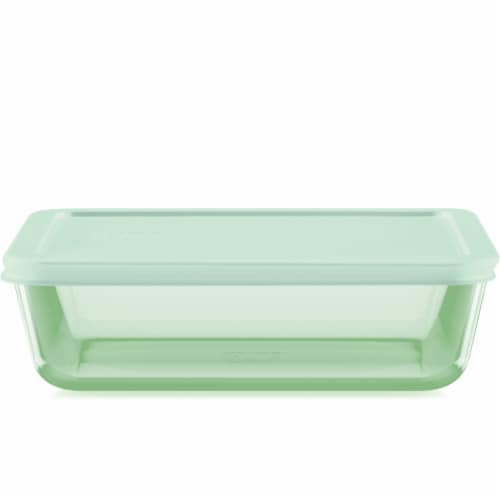 Pyrex Simply Store Collection Rectangle Green Glass Storage Containers Perspective: front