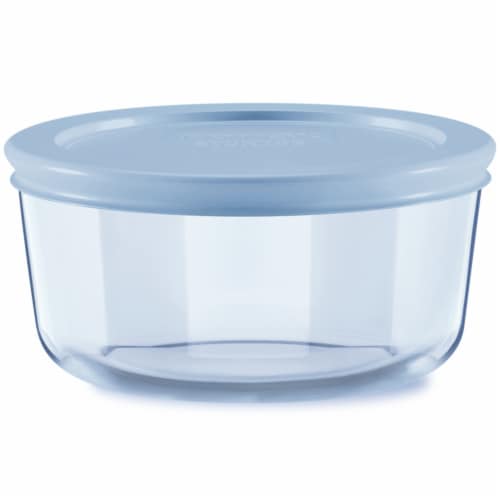 Pyrex Simply Store Collection Round Blue Glass Storage Containers Perspective: front