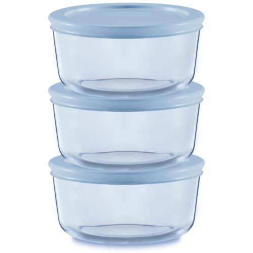 Pyrex 6 Piece 2 Cup Round Glass Containers Perspective: front