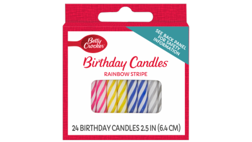 Betty Crocker Rainbow Stripe Birthday Candles Perspective: front