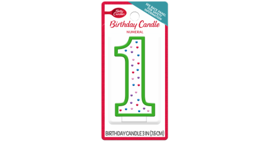 Betty Crocker Number 1 Birthday Candle Perspective: front