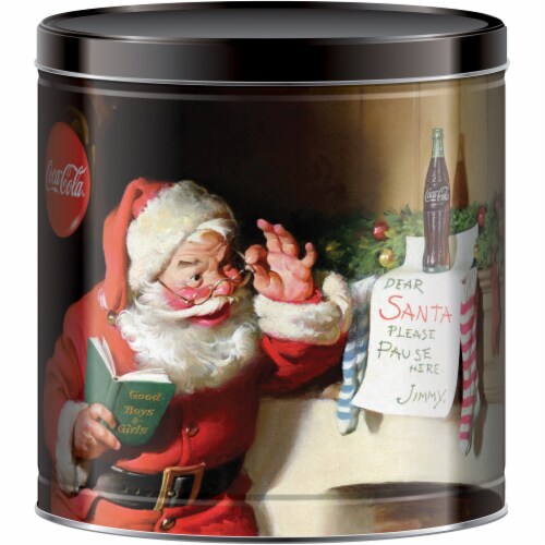 GiftPop Coca Cola Santa Popcorn Tin with Black Lid Perspective: front
