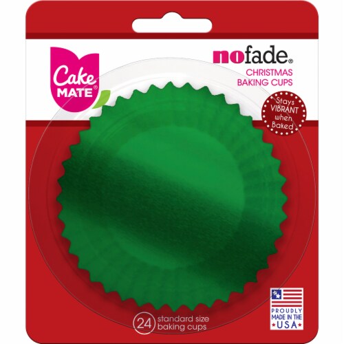Cake Make Metallic Green Christmas Baking Cups Perspective: front