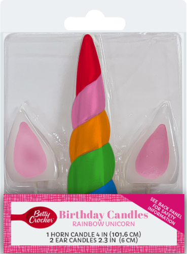 Betty Crocker™ Rainbow Unicorn Birthday Candles Perspective: front
