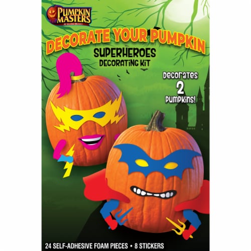 Pumpkin Masters Super Heroes Decorating Kit Perspective: front