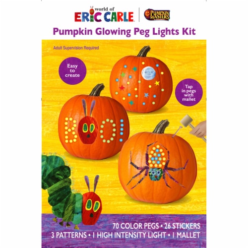 Pumpkin Masters® Halloween Pumpkin Glowing Peg Lights Kit Perspective: front