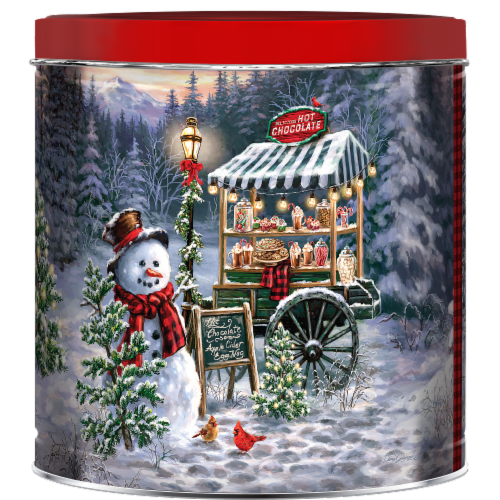 GiftPop Snowy Cocoa Stand Assorted Popcorn Tin Perspective: front