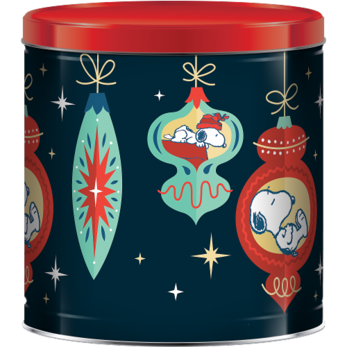 GiftPop Peanuts® Ornaments Assorted Popcorn Tin Perspective: front