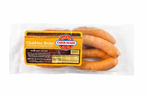 Cher-Make Cheddar Cheese Smoked Bratwurst Perspective: front