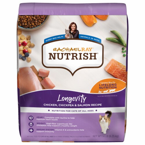 Rachael Ray™ Nutrish® Longevity Chicken Chickpea & Salmon Dry Cat Food Perspective: front