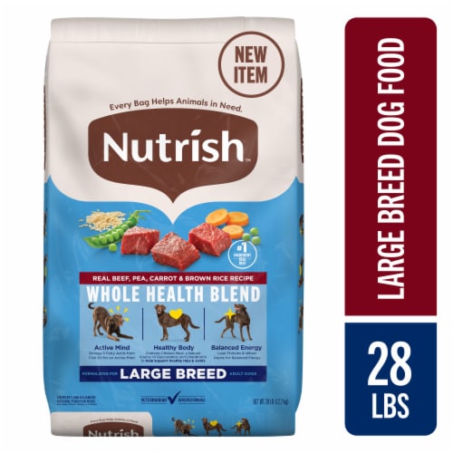 Nutrish Large Breed Real Beef, Pea, Carrot & Brown Rice Recipe Dry Dog Food 28 lb. Bag (Rachael Ray) Perspective: front