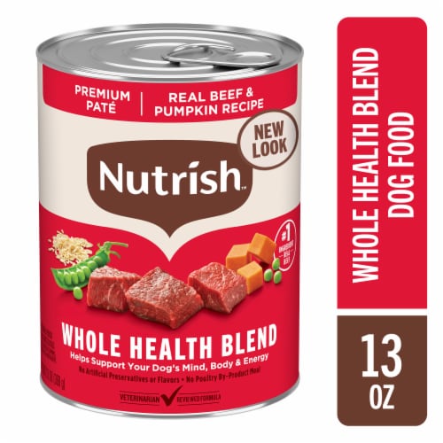 Nutrish Real Beef & Pumpkin Recipe Premium Paté Wet Dog Food, 13 oz. Can (Rachael Ray) Perspective: front