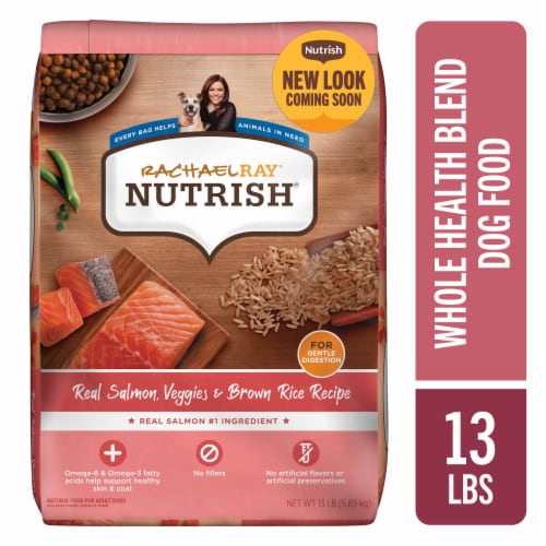 Nutrish Real Salmon, Veggies & Brown Rice Recipe Dry Dog Food, 13 lb. Bag (Rachael Ray) Perspective: front