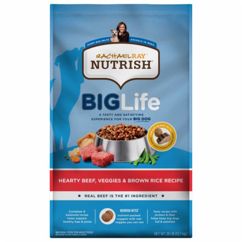 Rachael Ray Nutrish Big Life Hearty Beef Veggie & Brown Rice Dry Adult Dog Food Perspective: front