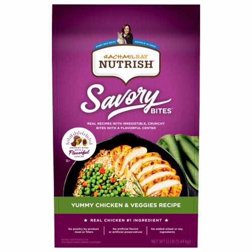 Rachel Ray™ Nutrish® Savory Bites Yummy Chicken & Veggie Recipe Dry Food for Cats Perspective: front