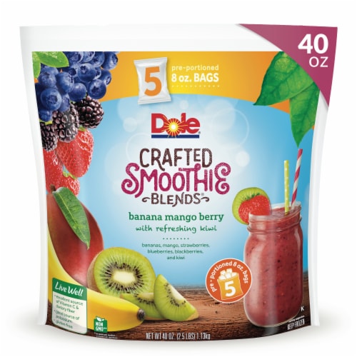 Dole Crafted Smoothie Blends Tropical Fruit - 5 ct Vegan Gluten Free