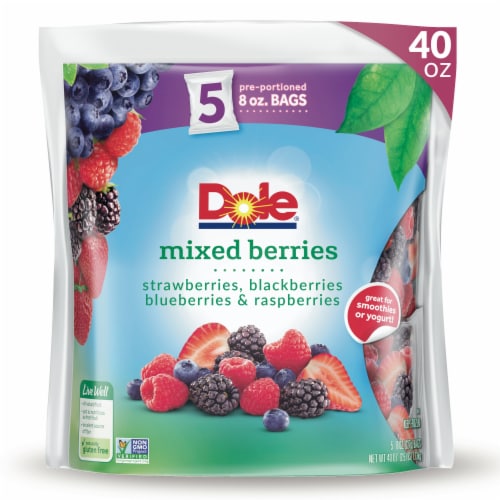 DOLE® Mixed Berries Pre-Portioned Frozen Fruit Bags Perspective: front