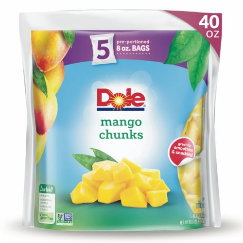 DOLE® Mango Chunks Pre-Portioned Frozen Fruit Bags Perspective: front