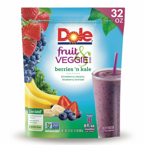 Dole® Fruit & Veggie Blends Berries 'n Kale Frozen Blend Perspective: front