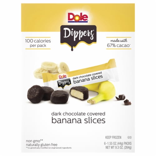 Dole® Dippers® Frozen Dark Chocolate Covered Banana Slices Perspective: front