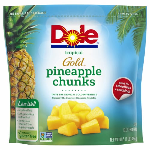 Dole® Tropical Gold® Frozen Pineapple Chunks Perspective: front