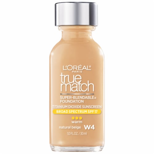 L'Oreal® Paris True Match W4 Warm Natural Beige Super-Blendable® Liquid Foundation SPF 17 Perspective: front
