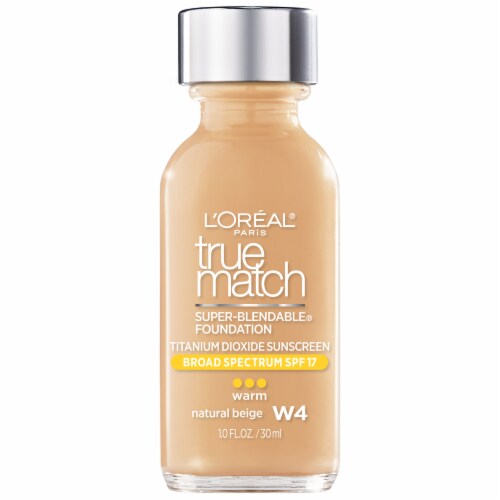 L'Oreal Paris® True Match W4 Warm Natural Beige Super-Blendable® SPF 17 Liquid Foundation Perspective: front