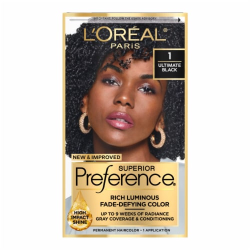 L'Oreal Paris Superior Preference Permanent Hair Color 1 Ultimate Black Perspective: front