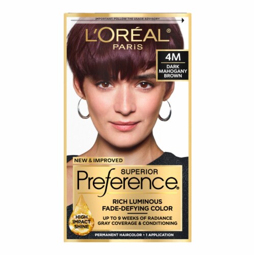 L'Oreal Paris Superior Preference Permanent Hair Color 4M Dark Mahogany Brown Perspective: front