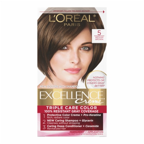 L'Oreal Paris Excellence Creme 5 Medium Brown Permanent Triple Care ...