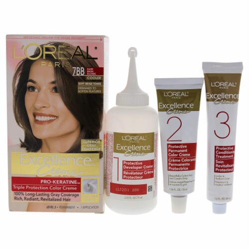 L'Oreal Paris Excellence 7BB Dark Beige Blonde Creme Permanent Triple Care Hair Color Perspective: front