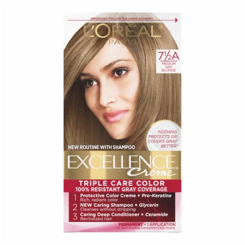 Inhalere Spil min L'Oreal Paris Excellence 7.5A Medium Ash Blonde Creme Permanent Triple Care Hair  Color, 1.0 ct - Dillons Food Stores