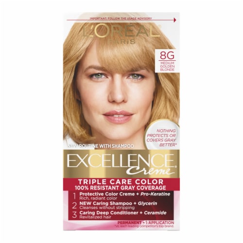 L'Oreal Creme 8G Medium Golden Blonde Permanent Care Hair Color, 1.0 ct - Fry's Food