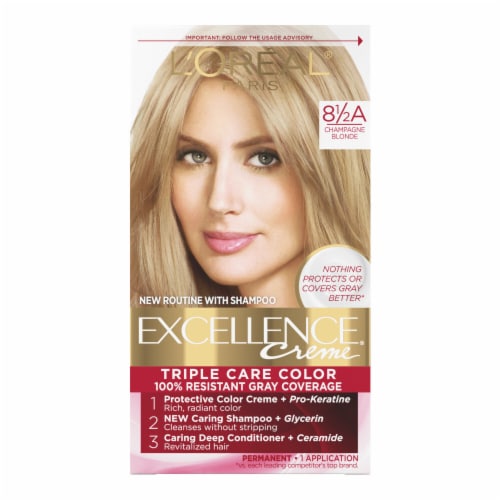 L'Oreal Paris Excellence Creme 8.5A Champagne Blonde Permanent Triple Care Hair Color Perspective: front