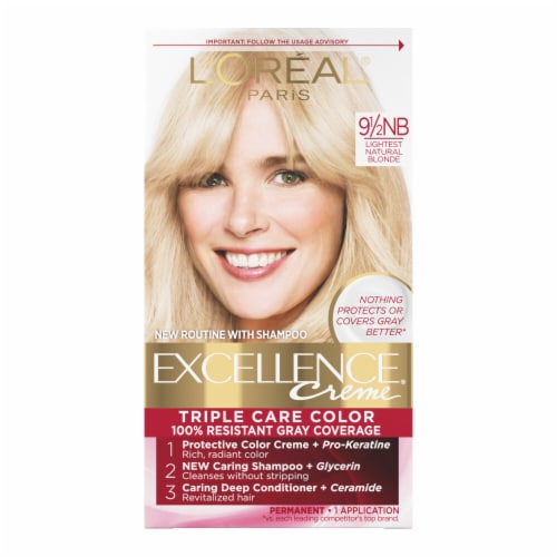 L'Oreal Paris Excellence Creme 9.5NB Lightest Natural Blonde Permanent Triple Care Hair Color Perspective: front