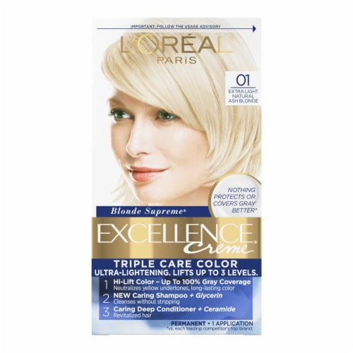 ingeniørarbejde Inca Empire kalv L'Oreal Paris Excellence 01 Extra Light Ash Blonde Creme Permanent Triple  Care Hair Color, 1.0 ct - Ralphs