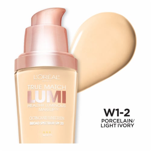 L'Oreal® Paris True Match Lumi W1-2 Porcelain Foundation With SPF 20 Perspective: front