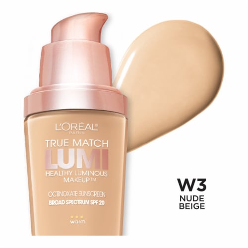 L'Oreal Paris True Match Lumi Foundation W3 Nude Beige Perspective: front