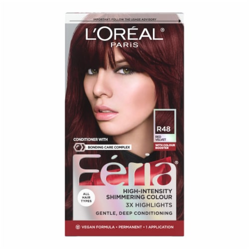 L'Oreal Paris Feria R48 Red Velvet Intense Deep Auburn Multi-Faceted  Shimmering Permanent Hair Color, 1.0 ct - Baker's