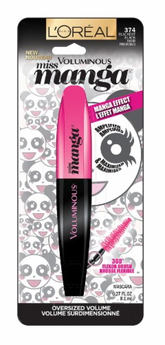 L'Oreal Paris Voluminous Miss Manga Mascara Blackest Black Perspective: front