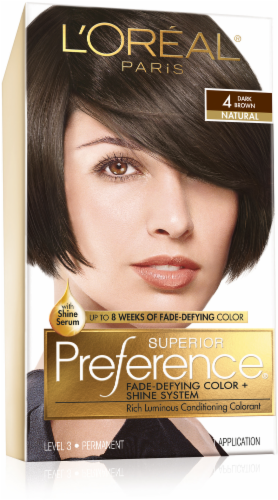 L'Oreal Paris Superior Preference Dark Brown #4 Permanent Hair Color Kit Perspective: front