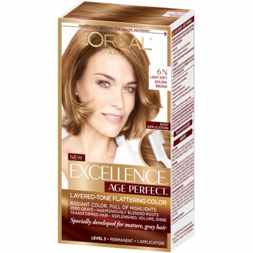 L'Oreal Excellence Age Perfect 6N Light Natural Brown Hair Color Kit, 1 - Jay C Stores