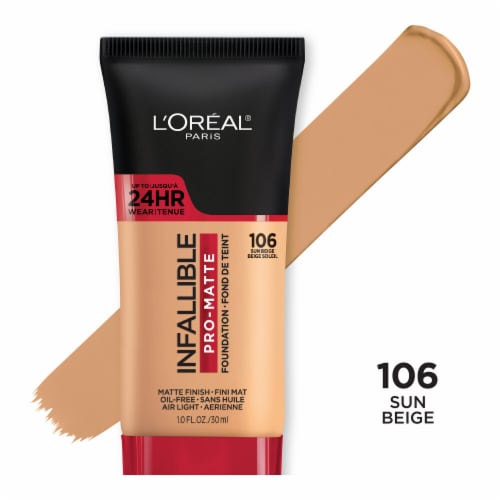 L'Oreal Paris Infallible Pro-Matte 106 Sun Beige Foundation Perspective: front