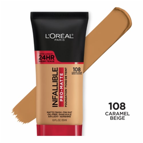 L'Oreal Paris Infallible Pro-Matte 108 Caramel Beige Foundation Perspective: front
