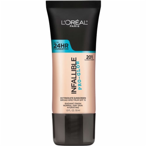 L'Oreal Paris Infallible 201 Classic Ivory Pro-Glow Foundation Perspective: front