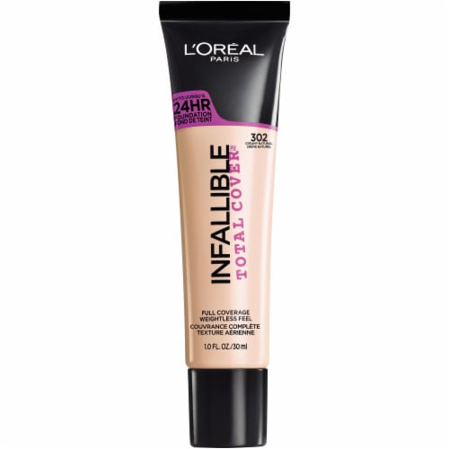L'Oreal Paris Infallible Total Cover 302 Creamy Natural Liquid Foundation Perspective: front